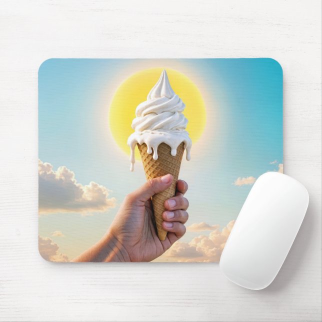 Tapis De Souris Cône de crème glacée à goutte estivale (Avec souris)