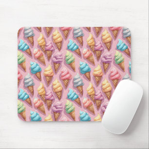 Tapis De Souris Cônes De Crème De Glace Sur Rose