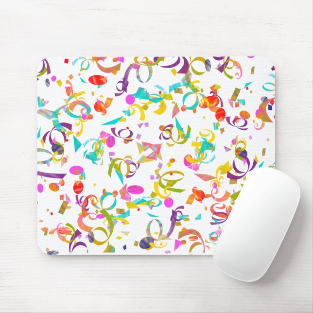 Tapis De Souris Confetti Coloré Jetant Sur Un Arrière - plan Blanc (Avec souris)