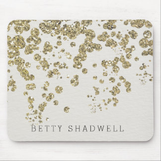 Tapis De Souris Confetti d'or au champagne glamour en ivoire