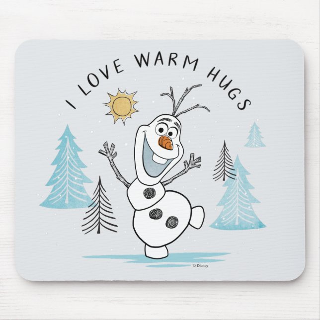 Tapis De Souris Congelé 2 | Olaf "I Love Warm Hugs" Croquis (Devant)