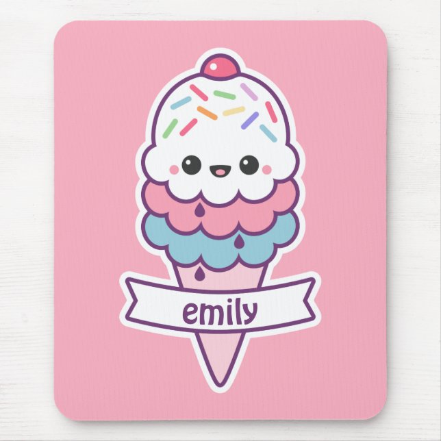 Tapis De Souris Conne de glace rose de Kawaii (Devant)