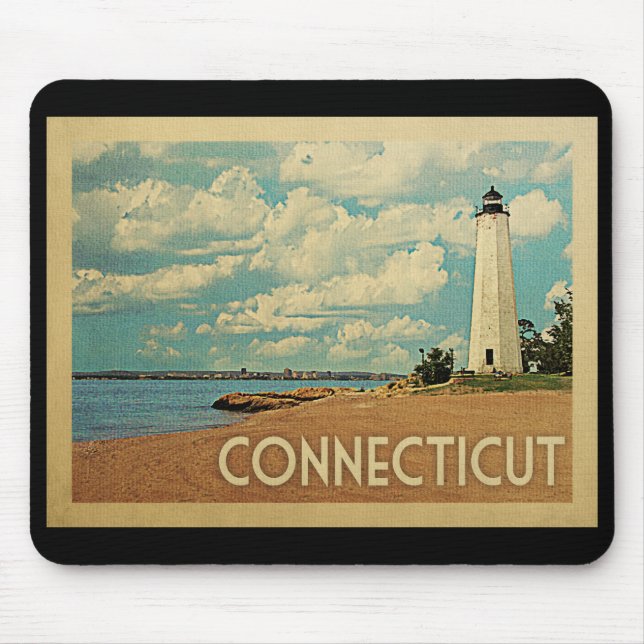 Tapis De Souris Connecticut Lighthouse Vintage voyage de la souris (Devant)