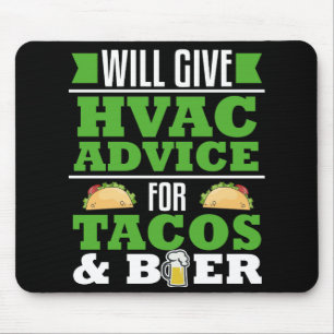 Tapis De Souris Conseil HVAC pour Tacos Beer Funny Gag Chauffage