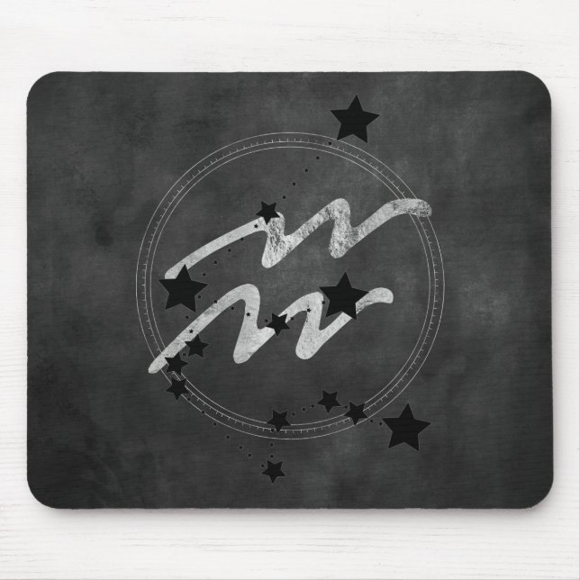 Tapis De Souris constellation de zodiac Aquarius noir et argent  (Devant)