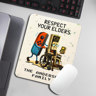 Tapis De Souris Contrôle de jeu rétro drôle de respect de vos aîné