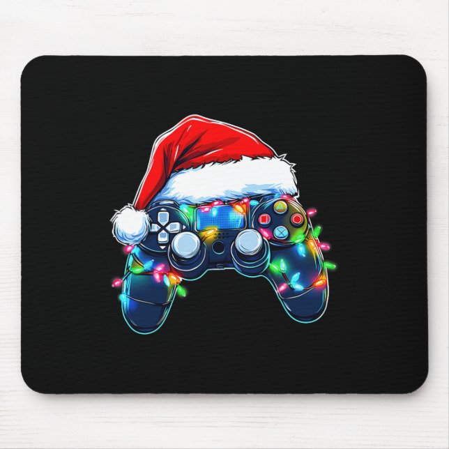 Tapis De Souris Contrôleur de jeu vidéo Noël Santa Hat Gamer Bo (Devant)