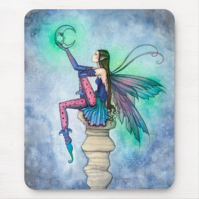 Tapis De Souris Conversation avec la lune Fairy Imaginaire Art (Devant)