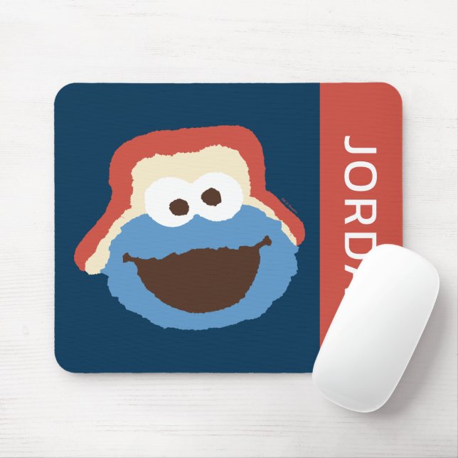 Tapis De Souris Cookie Monster Woodland Face | Ajouter Votre Nom (Avec souris)