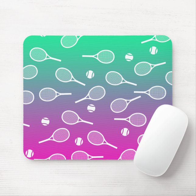 Tapis De Souris Cool Blanc Retro Racquets de Tennis Motif Gradient (Avec souris)