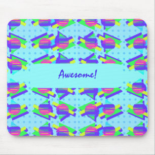 Tapis De Souris Cool Blue Memphis Motif triangle personnalisable