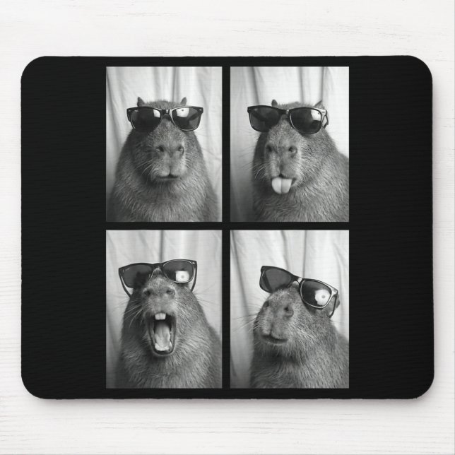 Tapis De Souris Cool Capybara With Sungles Photobooth Funny Rodent (Devant)