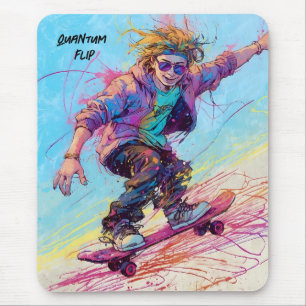 Tapis De Souris Cool comique abstrait skateboarder pavé souris