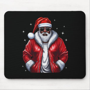 Tapis De Souris Cool de pyjama de Noël afro-américain Père Noël No