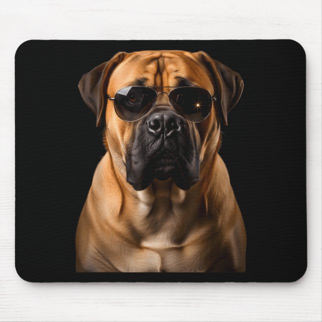 Tapis De Souris Cool Dog Sungles Bullmastiff Funny Look  (Devant)