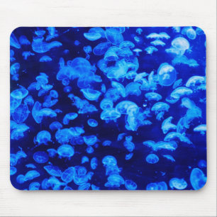 Tapis De Souris Cool Electric Blue Jellyfish en Deep Blue Sea