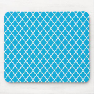 Tapis De Souris cool, élégant, classique aqua bleu quatrefoil