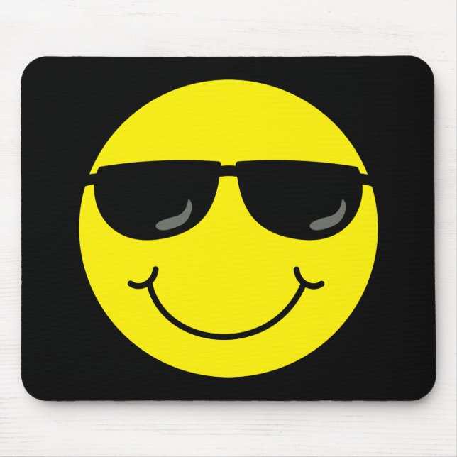 Tapis De Souris Cool Emoji Face Lunettes de soleil sur noir (Devant)
