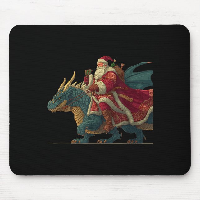 Tapis De Souris Cool Festive Dragon With Riding Santa Claus Look  (Devant)
