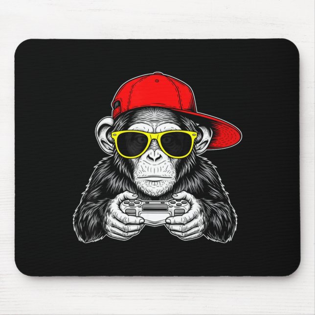 Tapis De Souris Cool Gamer Monkey With Controller Funny Gaming Vid (Devant)