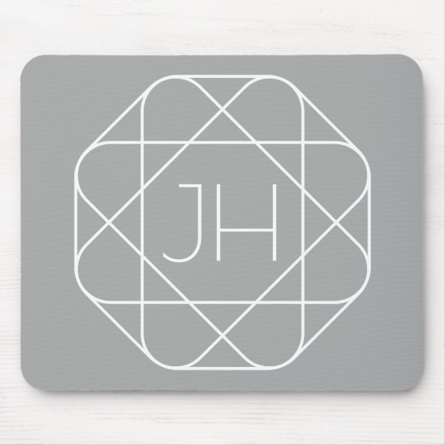 Tapis De Souris Cool monogram, style vibe | Grey & White (Devant)