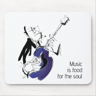 Tapis De Souris Cool Retro Man Playing Guitar - Jazz Music Art