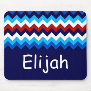 Tapis De Souris Cool Rouge Blanc Bleu Chevrons Monogram Mousepad