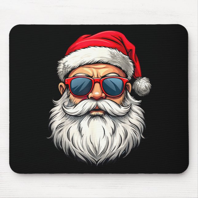 Tapis De Souris Cool Santa Claus Face Retro Sungles Christmas Men  (Devant)