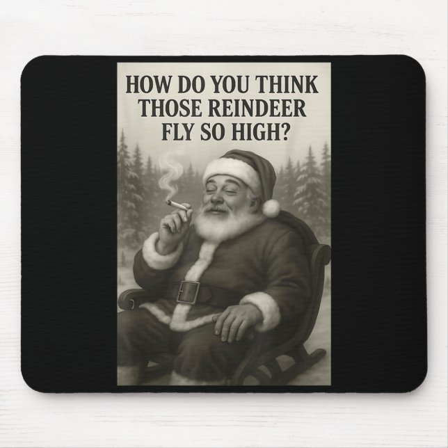 Tapis De Souris Cool Santa Claus Smoking Weed Christmas Quote  (Devant)