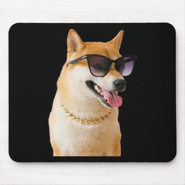 Tapis De Souris Cool Shiba Inu With Sungles And Gold Chain Sticker (Devant)