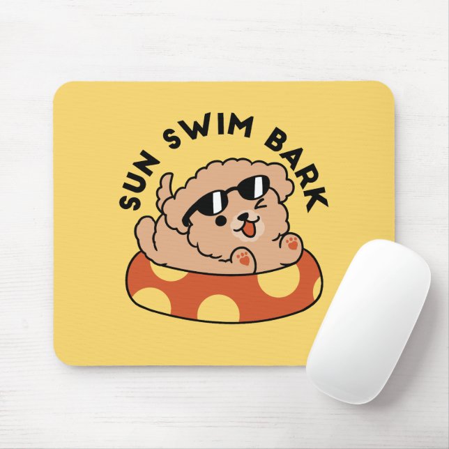 Tapis De Souris Cool Summer Chien Flottant - Jolie Puppy Pool Part (Avec souris)
