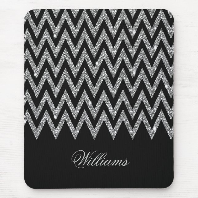 Tapis De Souris Cool tendance chevron zigzag faux parties scintill (Devant)