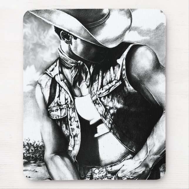 Tapis De Souris Cool Western Cowboy Masculine Art moderne (Devant)