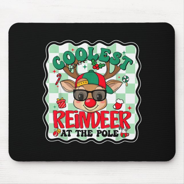 Tapis De Souris Coolest Reindeer At The Le Funny Christmas Matchin (Devant)