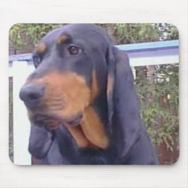 Tapis De Souris Coonhound noir et bronzage Mousepad (Devant)