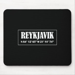 Tapis De Souris Coordonnées de la ville de Reykjavik Islande 
