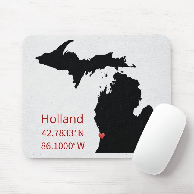 Tapis De Souris Coordonnées GPS de Holland Michigan (Avec souris)