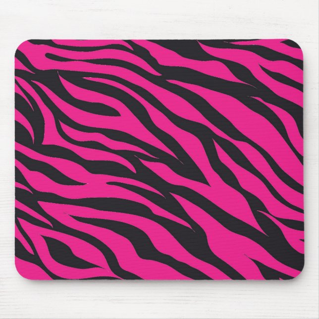 Tapis De Souris Copie noire fuchsia de rayures de zèbre de roses (Devant)