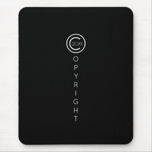 Tapis De Souris Copyright Moderne Typographique Noir