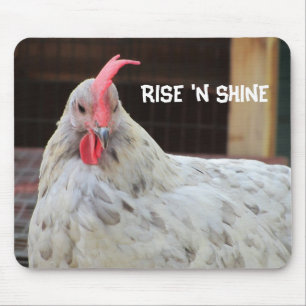 Tapis De Souris Coq avec Morning Saying