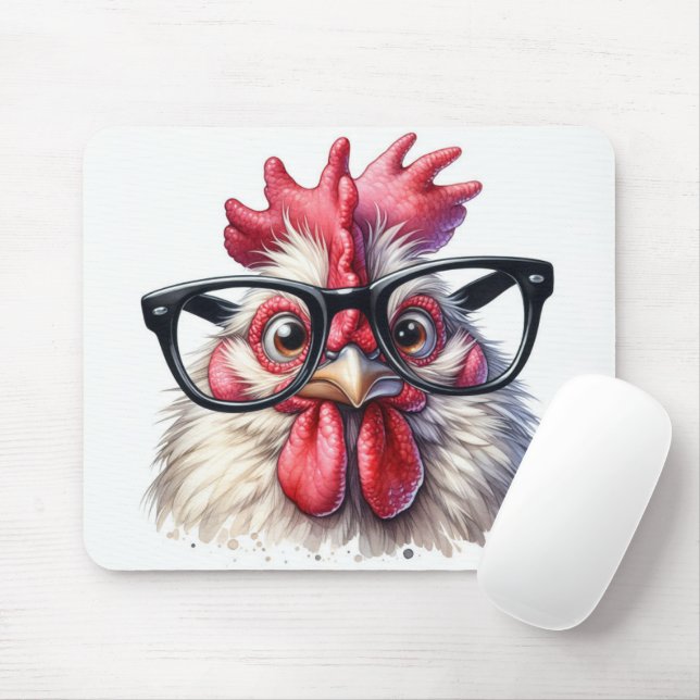 Tapis De Souris Coq Avec Verres Noirs (Avec souris)