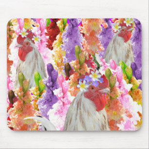 Tapis De Souris Coq Et Holly Hocks, Mousepad