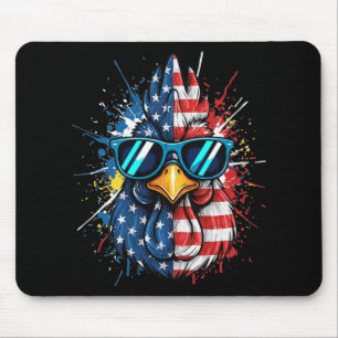 Tapis De Souris Coq Je Suis Le Coq Patriote Dans Des Lunettes De S