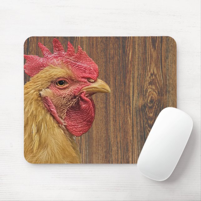 Tapis De Souris Coq Sur Le Bois De Barne (Avec souris)