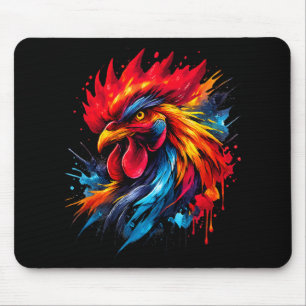 Tapis De Souris Coq Vintage Enthousiaste de Combat de Poulet Peint
