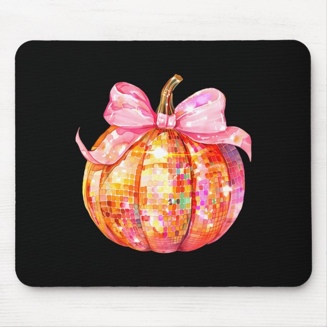 Tapis De Souris Coquette Pumpkin Bow Disco Ball Cute Girly Hallowe (Devant)