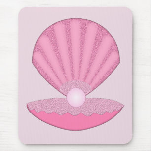 Tapis De Souris Coquille d'huîtres pour fille rose et perle