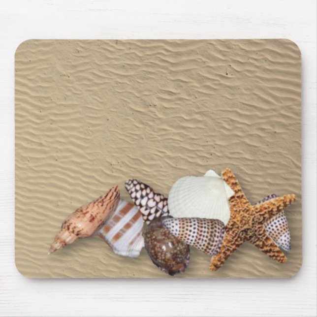 Tapis De Souris Coquilles de mer et plage sablonneuse (Devant)