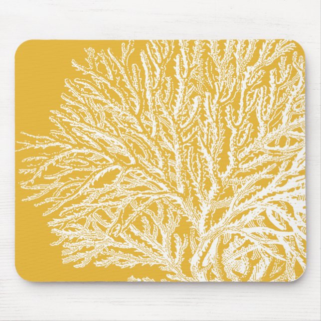 Tapis De Souris Corail jaune et blanc (Devant)