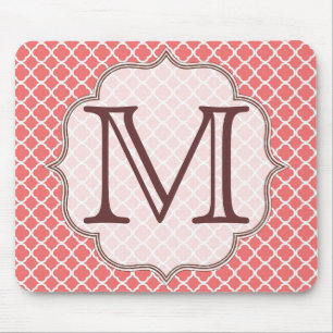 Tapis De Souris Corail Quaterfoil Latti Monogramme initial Panier